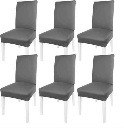 Dining Room Chair Slipcovers Stretch Spandex Chair Covers for Dining Kitchen Set of 6 (Light Grey, 6 Pack)