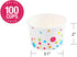 Paper Ice Cream Cups (Polka Dots Design) - 100-Count - 8 oz Disposable Dessert Bowls for Hot or Cold Food, 8-Ounce Party Supplies Treat Cups for Sundae, Frozen Yogurt, Soup, White