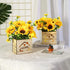 AceList 2 Pcs Decorative Fake Flowers with Led Lights in Wooden Box, Artificial Sunflowers Pot, Artificial Sunflower with Vase for Home Office Desk Kitchen Decoration, Valentine's Day/Mother's Day
