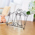 MEGREZ Desk Book Stand, Foldable Metal Recipe Holder, Kitchen Book Stand with 2 Weighted Chains to Fix Pages, Reading Book Rest Holder for Cookbook Music Document Textbook, Black