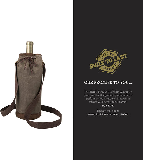 LEGACY - a Picnic Time Brand Waxed Canvas Wine Tote, one size, Khaki green