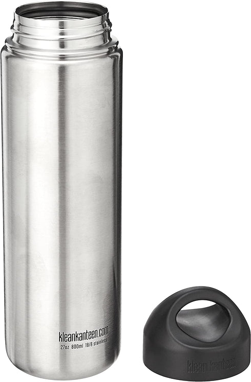 Klean Kanteen Wide Mouth Single Wall Stainless Steel Water Bottle with Leak Proof Stainless Steel Interior Cap