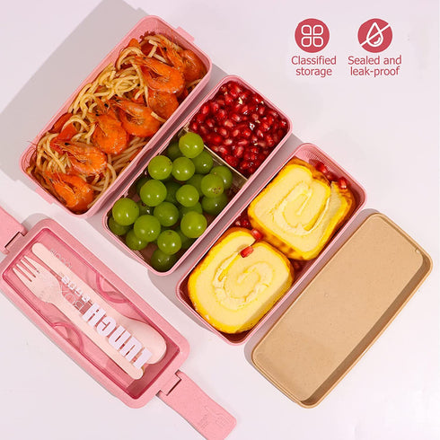 Bento Box Japanese Lunch Box Set (29 PCS) for Kids & Adults, 3 Layer Stackable Leakproof BPA Free Bento Boxes Kit with Snack Bag, Lunch Bag, Cake Cups, Fruit Forks, Utensils, Meal Prep Containers
