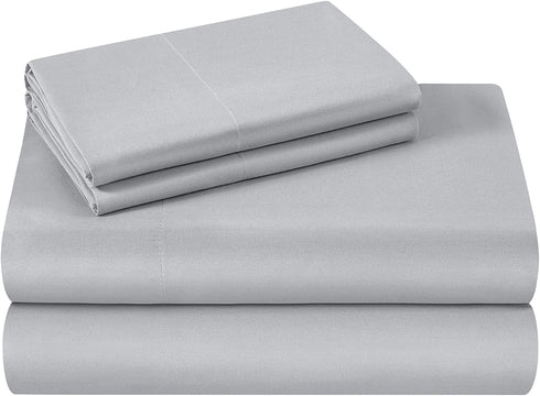 HOMEIDEAS King Size Bed Sheets - 6 Piece Set (Light Grey) - Extra Soft Brushed Microfiber 1800 Bedding Sheets, Deep Pocket, Wrinkle & Fade Free