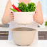 BLUE GINKGO Rice Strainer and Kitchen Colander Set - Strain Rice, Quinoa and Small Grains - Soak, Wash and Drain Vegetables and Fruit - (4 Quart Bowl) Cream and Limestone