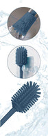 Long Silicone Bottle Brush - Professional Scratch Free Material, Silicone Handle with Firm Grip, Narrow Bottle Neck Cleaning (Blue)