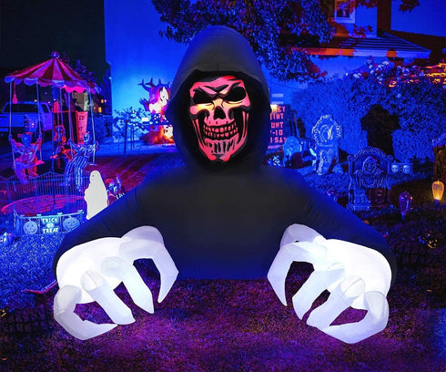 MAOYUE 6.8ft Halloween Decorations Outdoor Halloween Inflatables Grim Reaper Built-in LED Lights with Stakes for Halloween Outdoor Yard Decorations, Garden, Lawn