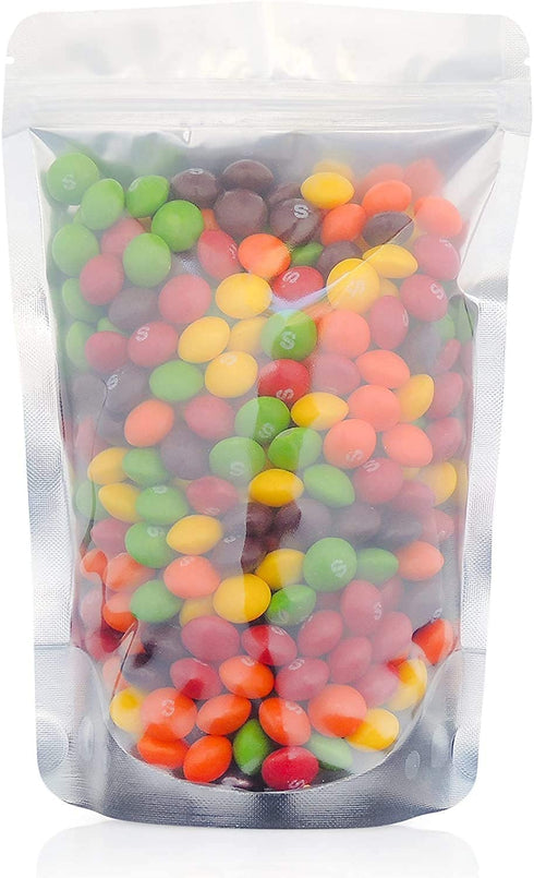 LZLPACKING 100 pieces resealable mylar bags with clear front window,sealable bags for packaging,smell proof edible packaging bags,sample bags,ziplock stand up pouches bags for food storage(5×8 Inch)