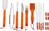 Home-Complete HC-1001 Wood BBQ Grill Tool Set-18 Pc Stainless Steel Barbecue Accessories with Wooden Handles and Case, Spatula, Tongs, Skewers