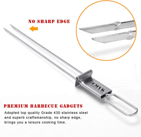 CMYK Barbecue Skewers, 6-Pack 13" Stainless Steel Grilling Skewers with Slider, Reusable Metal BBQ Shish Kebab Skewer Sticks