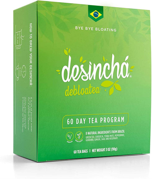 Desincha Tea - Debloatea Detox Tea I Teatox Ginger & Peppermint I Colon Cleanse, Increase Energy, Mental Focus I Helps Improve Digestion & May Reduce Bloating I 8 Natural Ingredients I 60 Day Supply