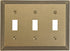 AMERELLE 84TTTRB Steps Triple Toggle Cast Metal Wallplate in Rustic Brass