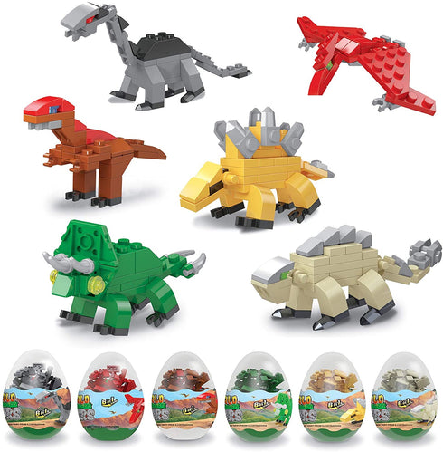 12pcs Dinosaur Eggs with Dinosaurs Building Blocks, Egg Surprise Toys for Easter Basket Stuffers,Kids Activities Toy - Toys for 3+ Year Olds Boys Girls