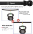 Curtain Rods for windows,1" Diameter Metal Single Splicing Adjustable Curtain Rod set with Brackets (Black, 30-90")