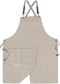 Crossback Apron with Pockets x2,Split Apron with Adjustable Straps,M-XXL (Beige)