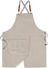 Crossback Apron with Pockets x2,Split Apron with Adjustable Straps,M-XXL (Beige)