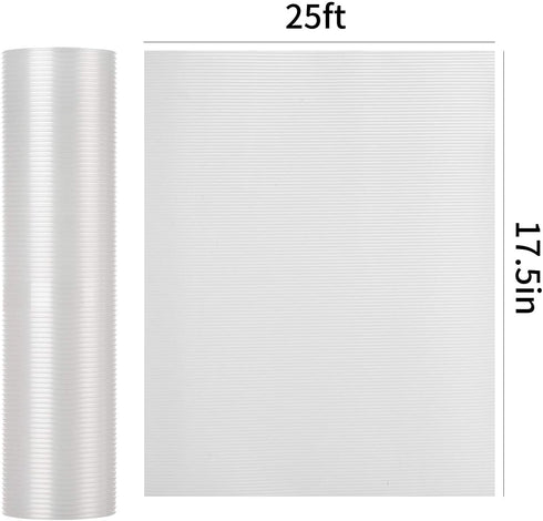 BAKHUK Shelf Liner for Kitchen Cabinets, 17.5 Inch x 25 FT, Non Adhesive Cabinet Liner, Double Sided Non-Slip Drawer Liner, Washable Refrigerator Mats for Pantry Cabinet, Storage, Clear Ribbed