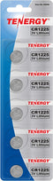 Tenergy 3 Volt Battery CR1225, Button Cell Batteries, Ideal for Thermometers, Key Fobs, Laser Pointers, Medical Devices, Calculators, and More, 5 Pack