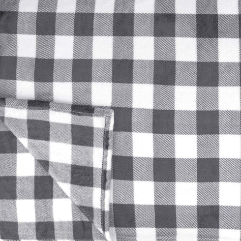 PAVILIA Buffalo Plaid Throw Blanket for Sofa Couch | Soft Flannel Fleece Grey White Checker Plaid Pattern Decorative Throw | Warm Cozy Lightweight Microfiber | 50 x 60 Inches