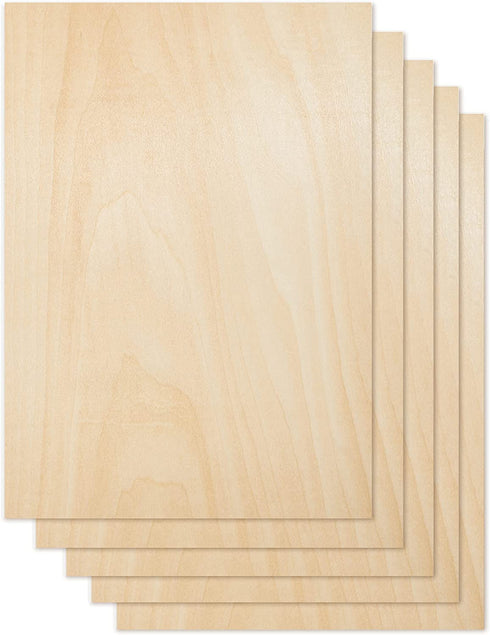 CRAFTIFF Plywood Board Basswood Sheets 1/16 inch, Thin Natural Unfinished Wood for Crafts, Hobby and Model Making – 1.5mm (5 Sheets)