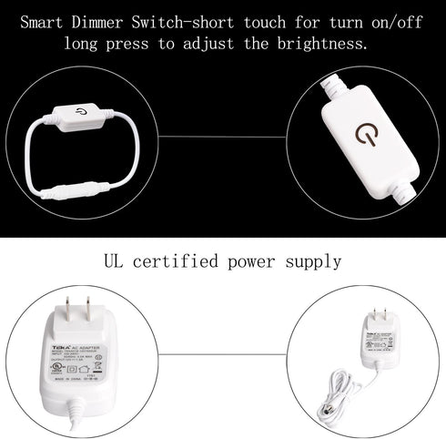 Hollywood Style Led Vanity Mirror Lights Kit with 10 Dimmable Light Bulbs for Makeup Dressing Table and Power Supply Plug in Lighting Fixture Strip, Vanity Mirror Light, White (No Mirror Included)