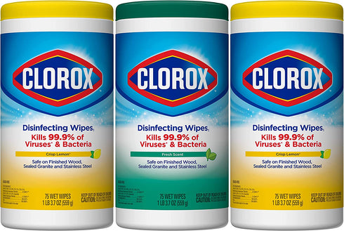 Clorox Disinfecting Wipes Value Pack, 75 Ct Each, Pack of 3 (Package May Vary)