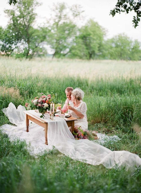 Chiffon Wedding Decorations White Chiffon Runners Christmas 27x120 Inch Romantic 2 Piece Table Linens for Bridal Shower Baby Shower Birthday Party Table Decor
