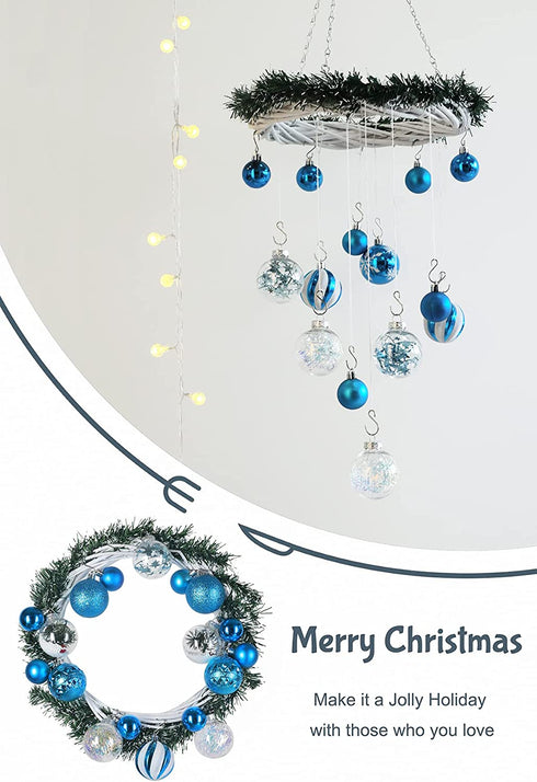 Poshlr Christmas Ball Decorations Set of 145 Pcs, with Round Ornaments, Tree Topper, Clear Balls and More, Best Gifts Ideas for Family and Friends (Blue)