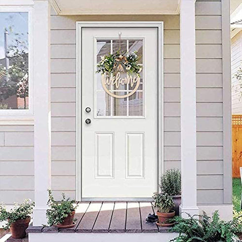 Welcome Sign Welcome Front Door Round Wood Sign Hanging Front Door Porch Decor Welcome Sign Front Farmhouse Porch Spring Welcome Sign (Carvedboard Welcome)