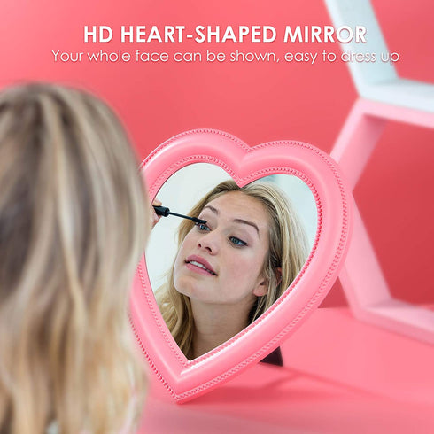 BESPORTBLE 10- Inch Heart Shaped Mirror Tabletop Vanity Makeup Mirror Makeup Mirror Cosmetic Mirror Desktop Mirror Wall Hanging Mirror