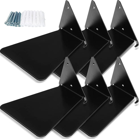 Triangle Floating Bookshelf Invisible Iron Floating Shelves Wall Mounted Book Organizers Multipurpose Wall Ledge Shelves for Home Office Classroom Library (6, Black)