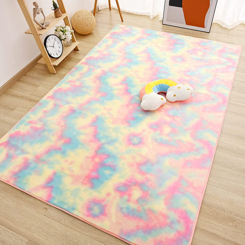 Wondo Super Soft Rainbow Rugs for Girls Bedroom Living Room, Fluffy Colourful Area Rug Shaggy Comfy Modern Home Decor Rugs playroom Mat Cute Plush Carpet for Kids Nursery, 3x5 Feet