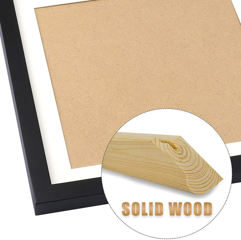 10x10 Black Picture Frames Square Classic Natural Wood 2 Pack for Wall Mounting and Tabletop Display