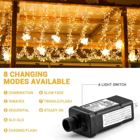 LED String Lights Outdoor, Elegear Long Strand 328FT 500 LEDs Valentine String Lights, Waterproof 8 Modes Indoor Outdoor Decorative String Lights for Parties Wedding Valentine's Decoration, Warm White