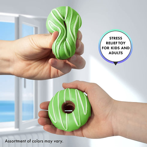 SRENTA 3" Rainbow Novelty Squishy Donut Stress Balls, Squeeze Stress Relief Donuts, Pack of 12