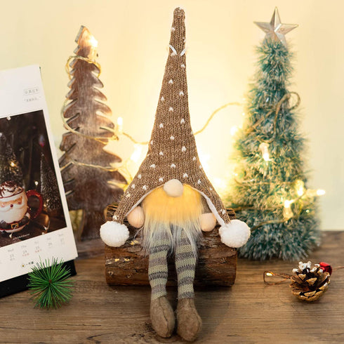 HELPLEX 5 Pack 14 inch Christmas Lucky Gnome Tomte Plush Elf Scandinavian Santa with Light, Irish Gnomes Plush Elf Doll Scandinavian Ornaments for Christmas Tree Home Garden Holiday Decorations Gift