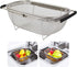 AJIODA Over The Sink Colander, 4 Quarts Stainless Steel Oval Colander with Expandable Rubber Grip Handles, Fine Mesh Strainer Baskets Kitchen Colander for Strain, Drain, Rinse Vegetables, Fruits