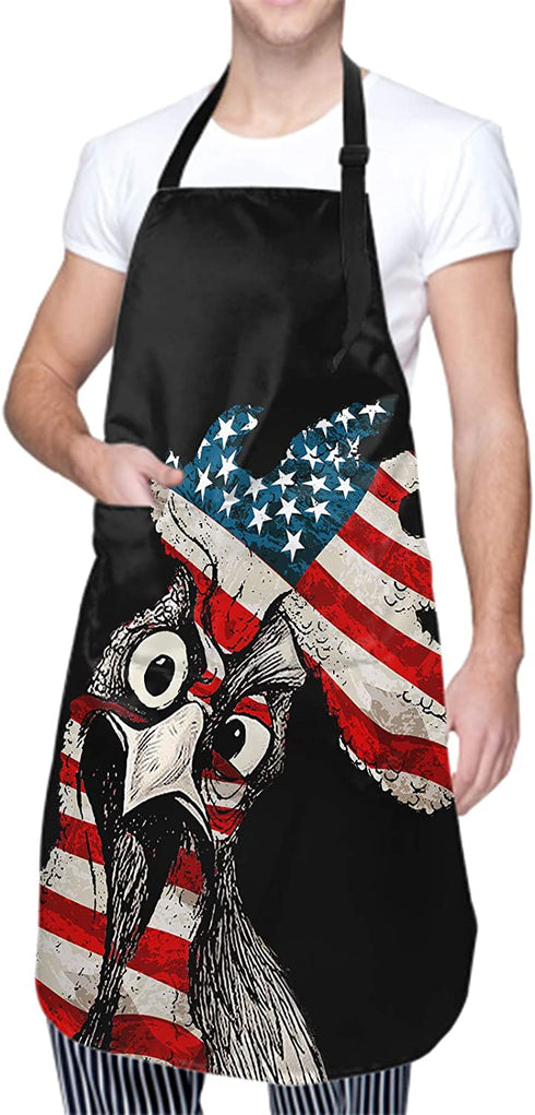Fashion Apron Funny Chicken Illustration Print Kitchen Chef's Aprons with Adjustable Straps, Cross Back for Home, Artist, Crafting, Restaurant