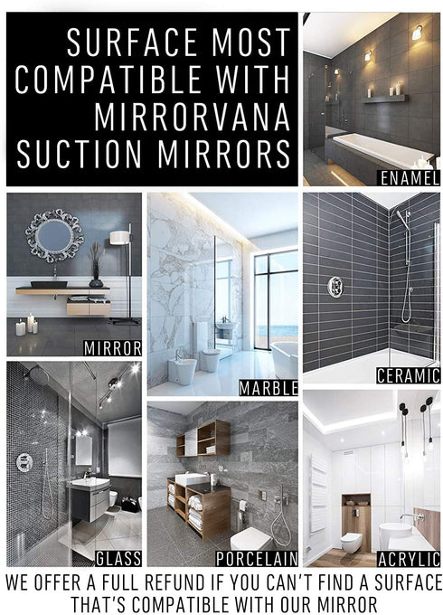 Mirrorvana Flexible Fogless Shower Mirror for Shaving with Height Adjustable Gooseneck, 360° Swivel and Upgraded Suction, Shatterproof 6.3" x 6.3" Surface