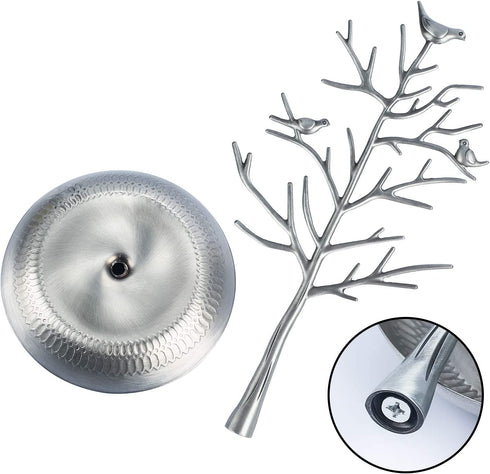 AUTODECO Retro Jewelry Tree Organizer for Necklaces and Earrings Ring Tree Holder Display Jewelry Tower Tree Great Gift for Women Girl Antique Silver