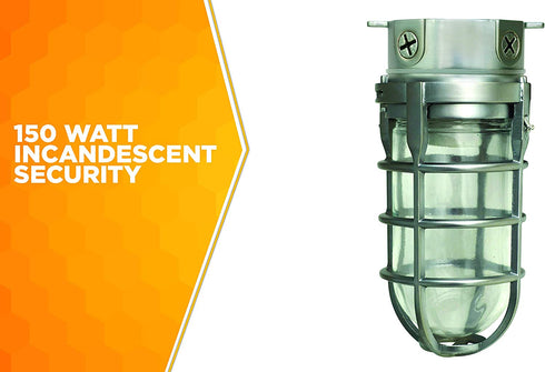 Woods L1706 Vandal Resistant Security Light With Ceiling Mount (150W Incandescent Bulb, Silver)