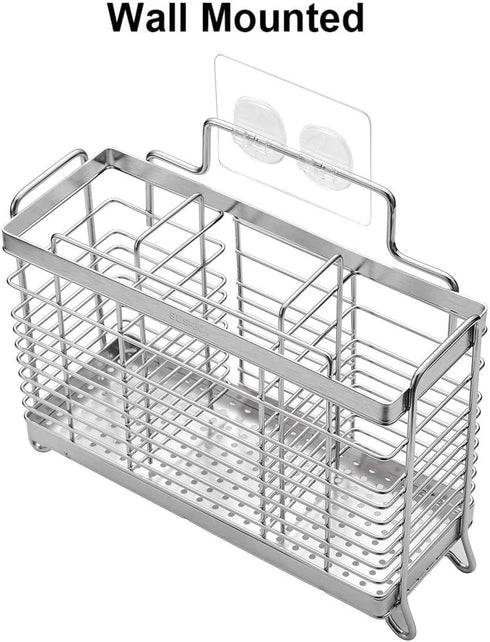 Utensil Holder Sink Caddy Sponge Holder with 3 Divided Compartments, Sturdy 304 Stainless Steel, Rust Proof