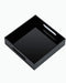 KEVLANG Black Sturdy Acrylic Tray with Handles-8x8 Inch- Countertop Organizer Tray for Kitchen,Bathroom,Office- Storage Box for Cosmetics, Jewelry,Toiletries,Toy,gadgets