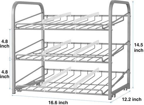 AIYAKA 3 Tier Stackable Can Rack Organizer,for food storage,kitchen cabinets or countertops,Storage for 36 cans,Silver