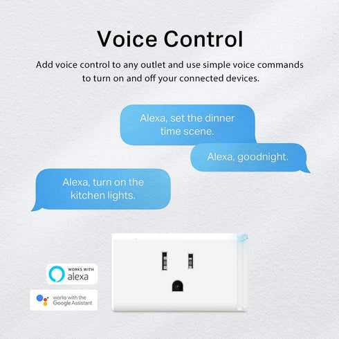 Kasa Smart Plug HS103P2, Smart Home Wi-Fi Outlet Works with Alexa, Echo, Google Home & IFTTT, No Hub Required, Remote Control,15 Amp,UL Certified, 2-Pack White