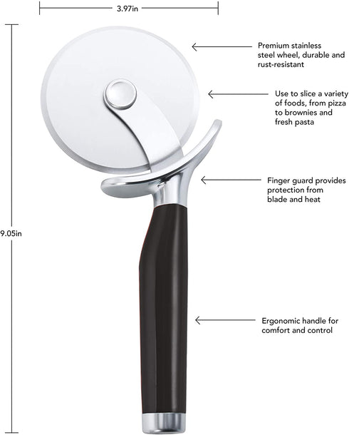 KitchenAid All Purpose Shears with Protective Sheath, 8.72-Inch, Black & Classic Pizza Wheel, 9-Inch, Black