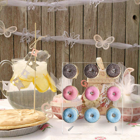 weddingwish Acrylic Donut Wall Display Stand ?Donut Stand, 1PCS Crystal Donut Wall On Table Donuts Rack Display with 9 Pillars for Christmas?Donut Party Decorations, Baby Showers, Birthday Party