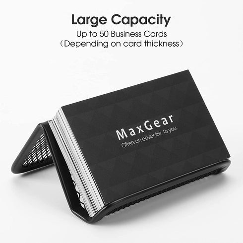 MaxGear Mesh Business Card Holder Stand Metal Business Card Stand for Desk Office Business Card Display with 50 Name Card Capacity 6 Pack Black