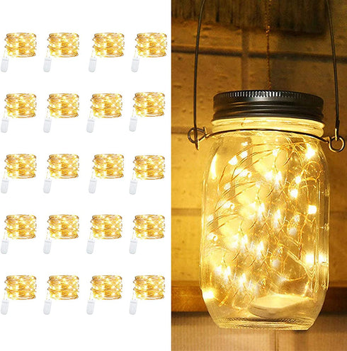 20 Pack Led Fairy Lights Battery Operated,3.3ft 20 LED Silver Wire Warm White Firefly Lights Mason Jar Lights,Waterproof Mini Led String Lights for Mason Jars Party Crafts Wedding Decor