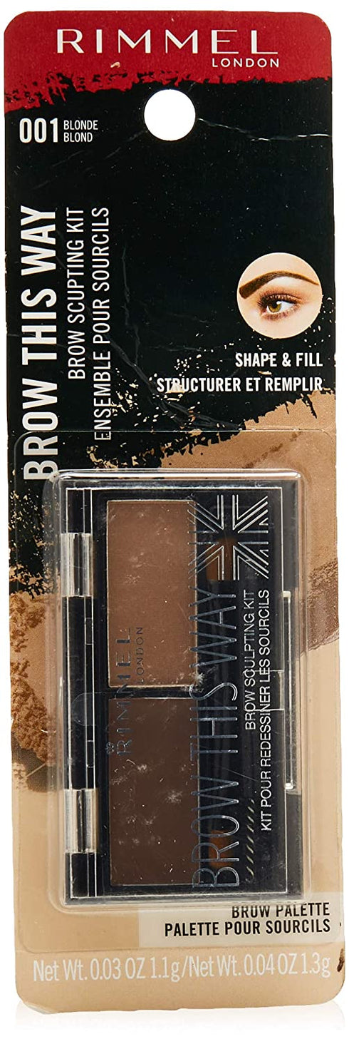 Rimmel Brow This Way Sculpting Kit, Blonde, Powder 0.04 oz., Wax 0.03 oz., Brow Sculpting & Styling Kit with Eyebrow Wax & Setting Powder